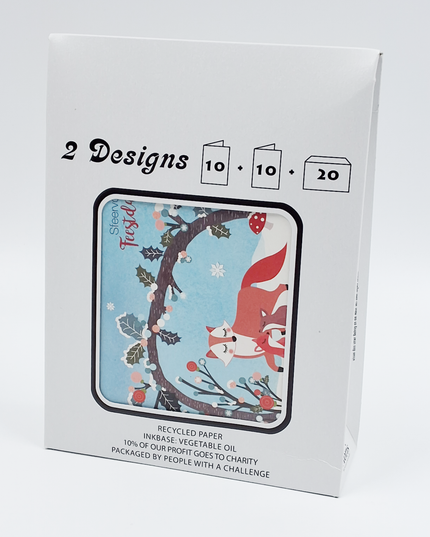 Kerstkaarten tasje 20x diverse wensen (F13101 + F13102)