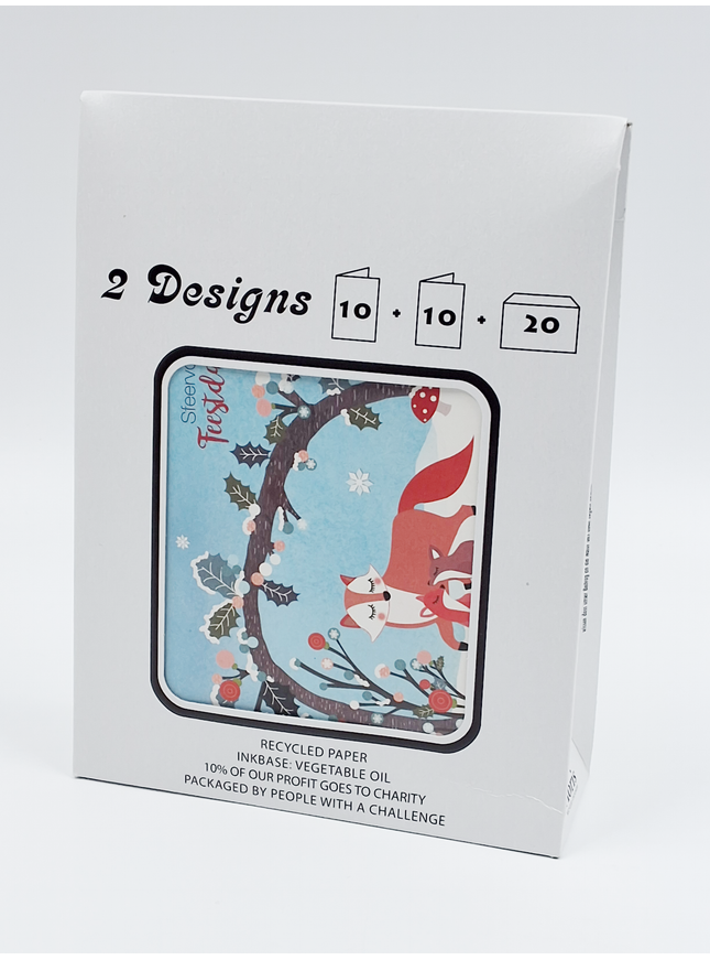 Kerstkaarten tasje 20x diverse wensen (F13101 + F13102)