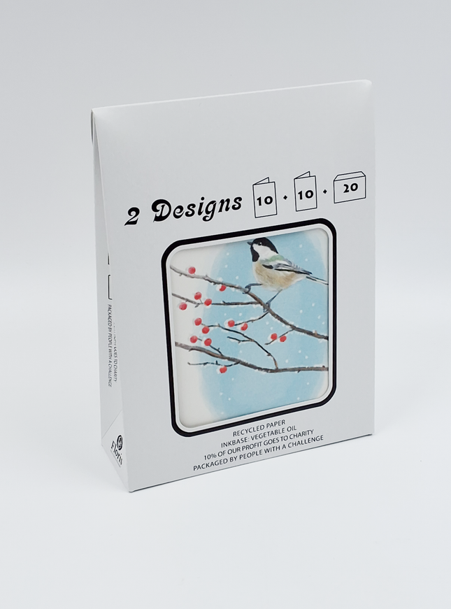 Kerstkaarten tasje 20x kerstgroetjes en liefs (F13105 + F13106)