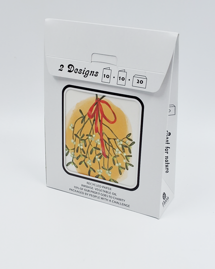 Kerstkaarten tasje 20x kerstgroetjes en liefs (F13105 + F13106)