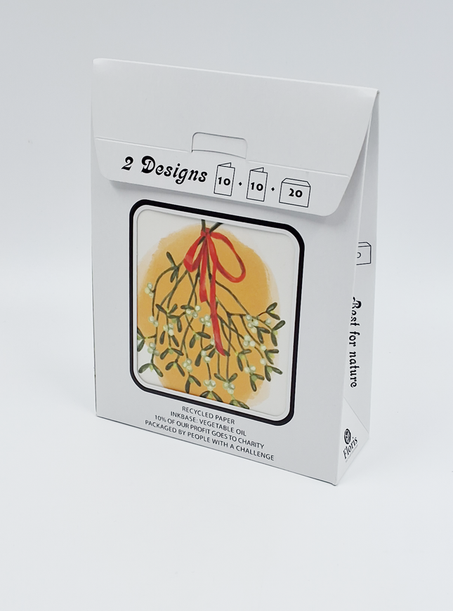 Kerstkaarten tasje 20x kerstgroetjes en liefs (F13105 + F13106)