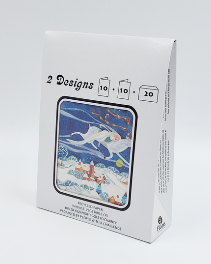 Kerstkaarten tasje 20x hertje fijne feestdagen (F13118 + F13119)