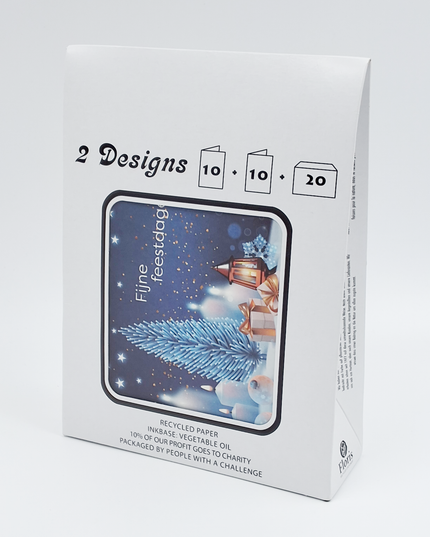 Kerstkaarten tasje 20x kerstboom en hertje (F13120 + F13121)