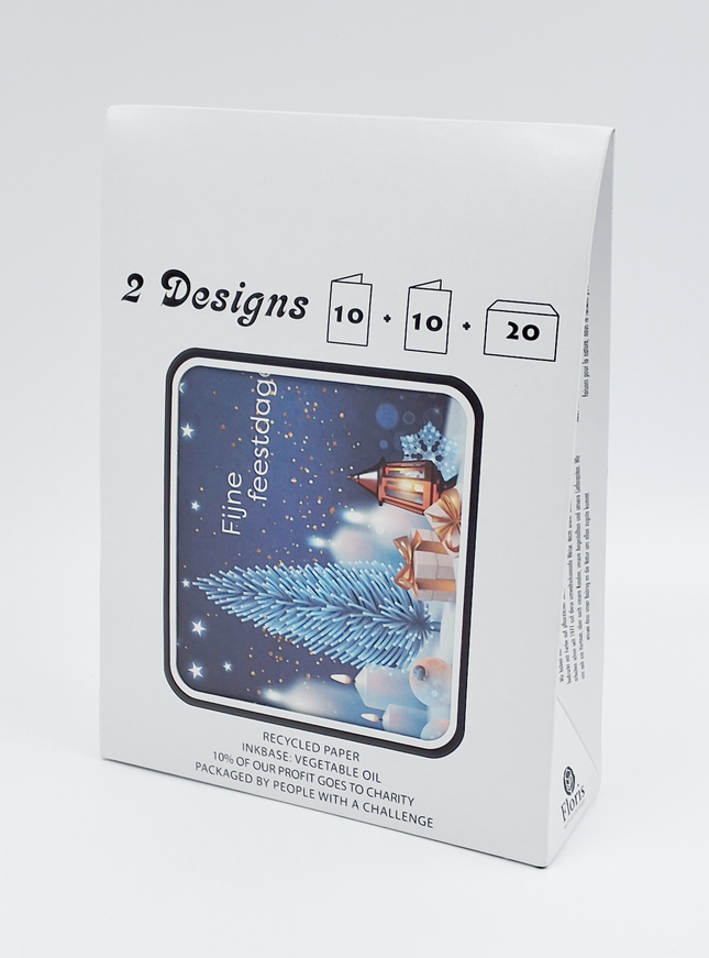 Kerstkaarten tasje 20x kerstboom en hertje (F13120 + F13121)