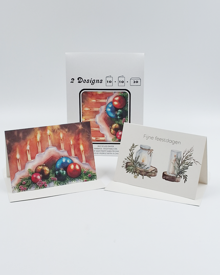 Kerstkaarten tasje 20x kaars 2x (F13122 + F13123)