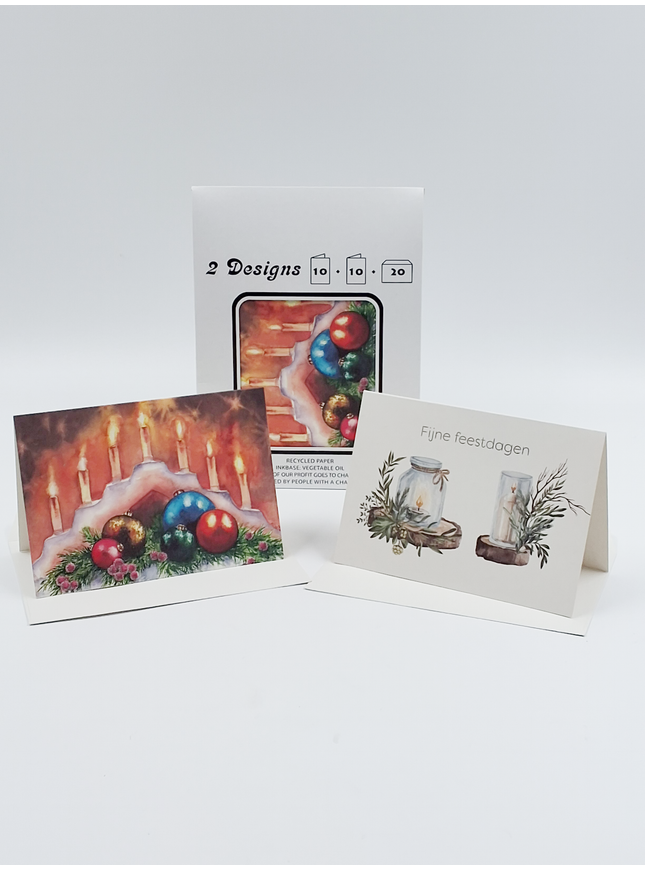 Kerstkaarten tasje 20x kaars 2x (F13122 + F13123)