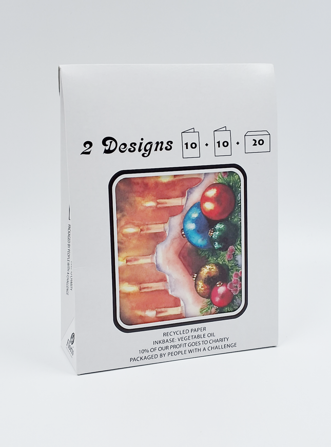 Kerstkaarten tasje 20x kaars 2x (F13122 + F13123)