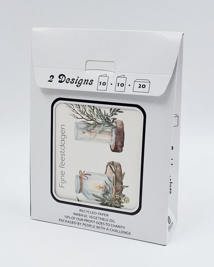 Kerstkaarten tasje 20x kaars 2x (F13122 + F13123)