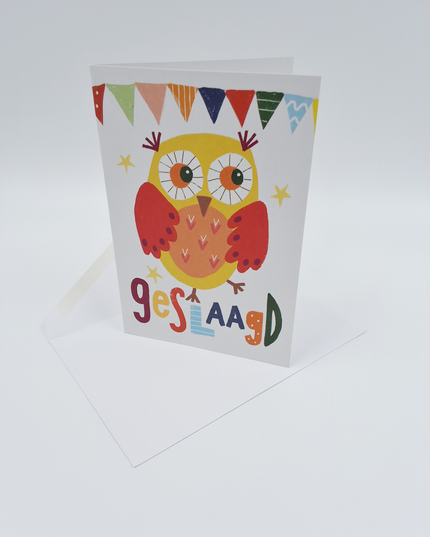 Wenskaart geslaagd uil