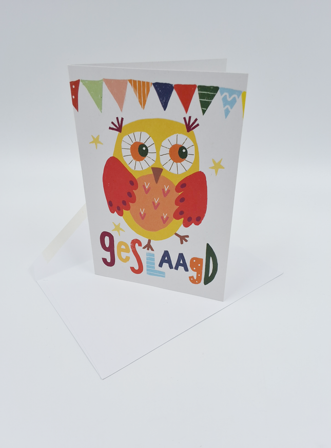 Wenskaart geslaagd uil