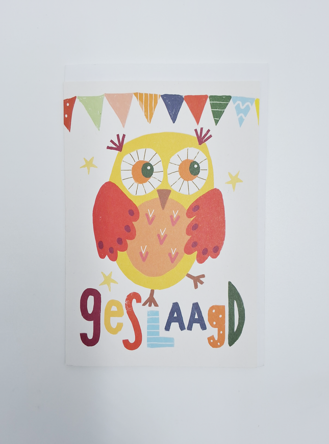 Wenskaart geslaagd uil