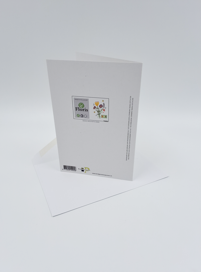 Wenskaart bloemen en bijen