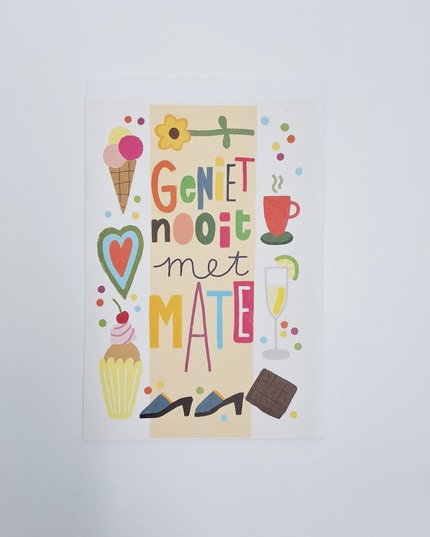 Wenskaart geniet nooit met mate