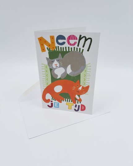 Wenskaart neem je tijd, katten