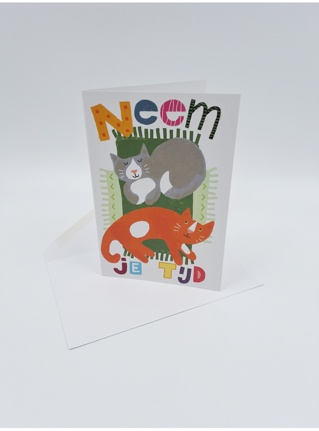Greeting card take your time, cats