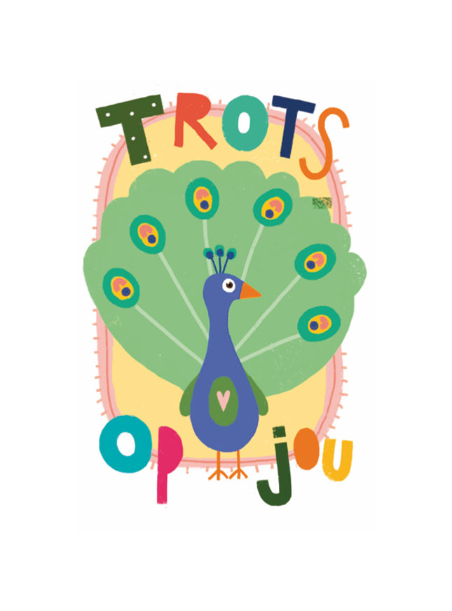 Wenskaart trots als een pauw