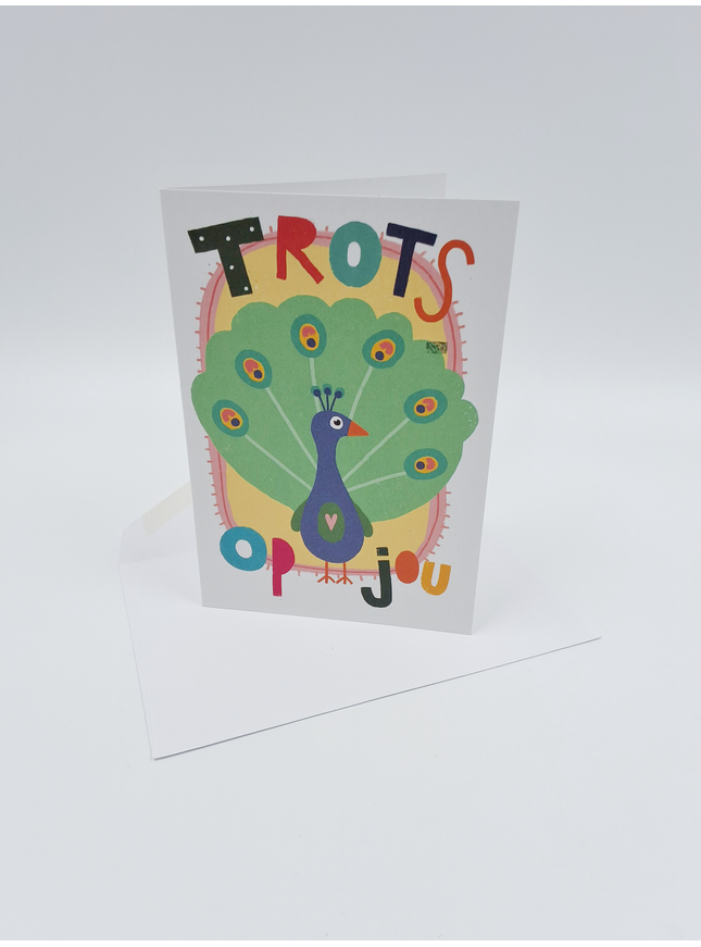 Wenskaart trots als een pauw