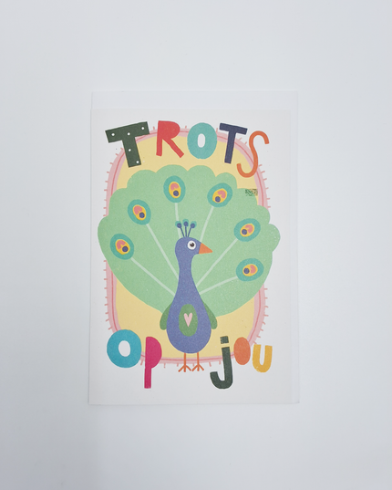 Wenskaart trots als een pauw