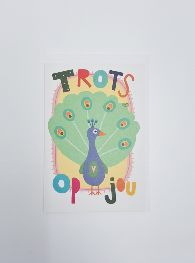 Wenskaart trots als een pauw