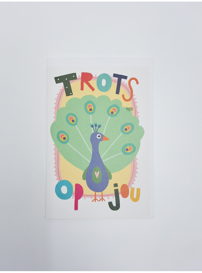 Wenskaart trots als een pauw