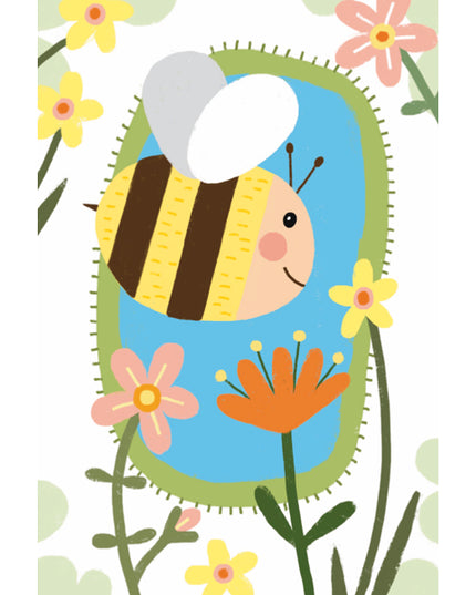 Wenskaart bijen en bloemen