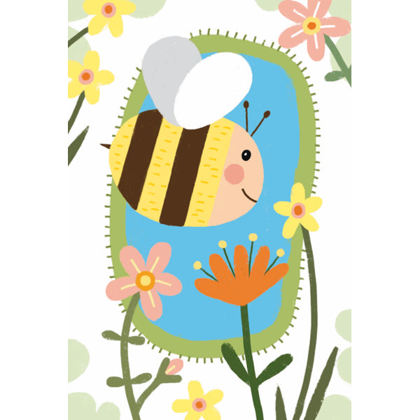 Wenskaart bijen en bloemen