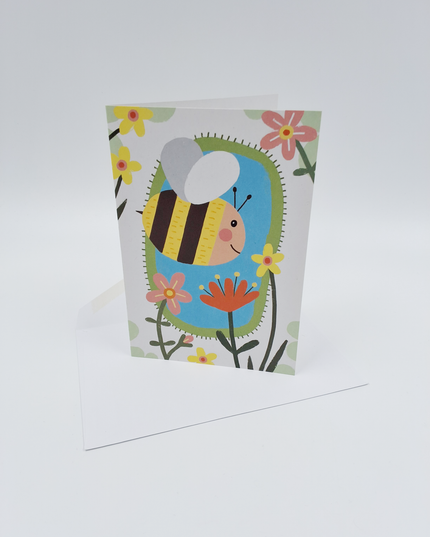 Wenskaart bijen en bloemen