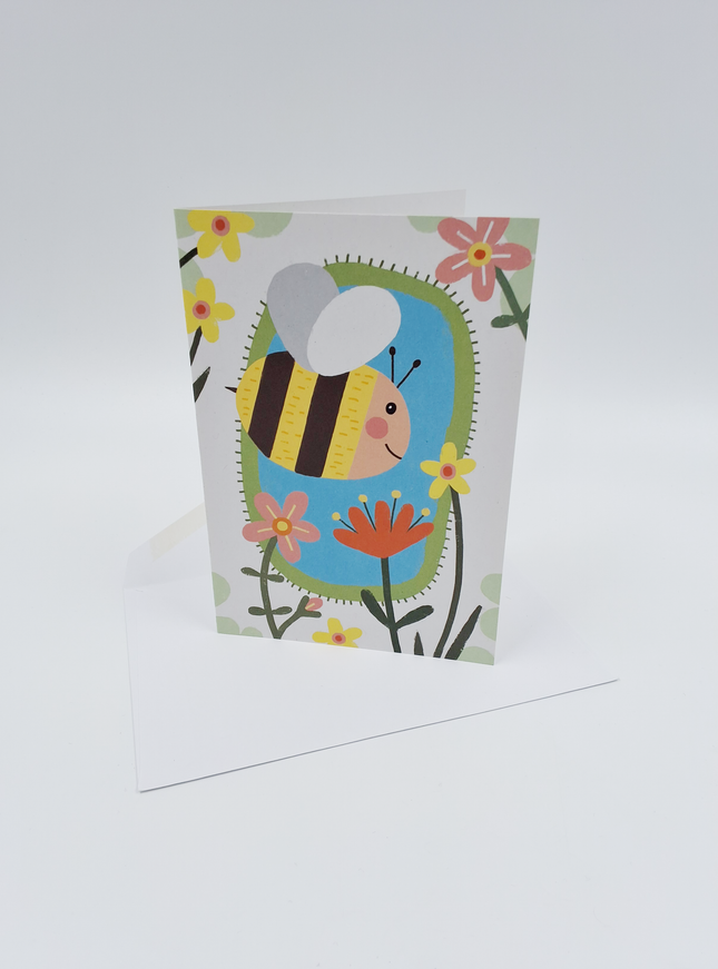 Wenskaart bijen en bloemen