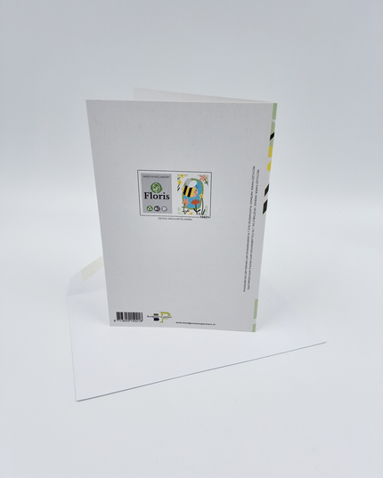 Wenskaart bijen en bloemen