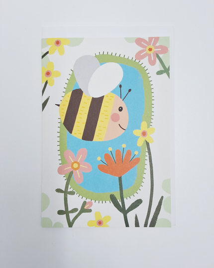 Wenskaart bijen en bloemen