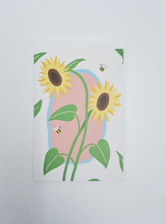 Wenskaart zonnebloemen