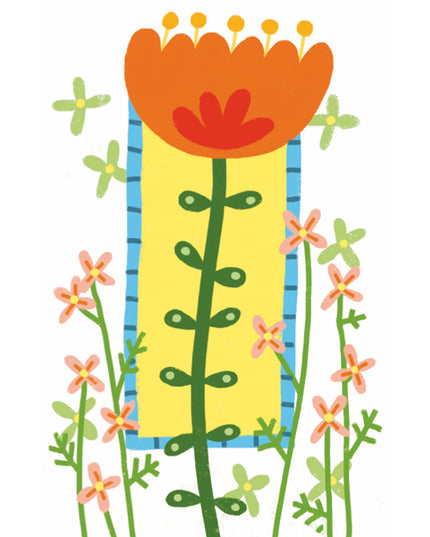 Wenskaart oranje bloem