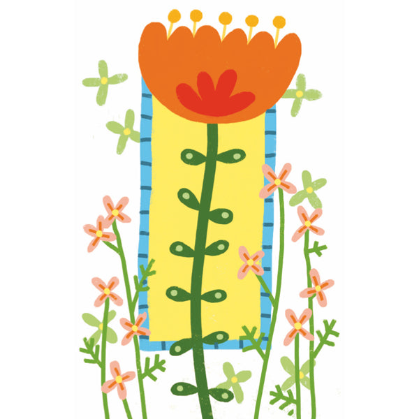 Wenskaart oranje bloem