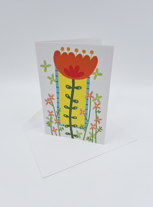 Wenskaart oranje bloem