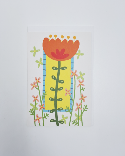 Wenskaart oranje bloem
