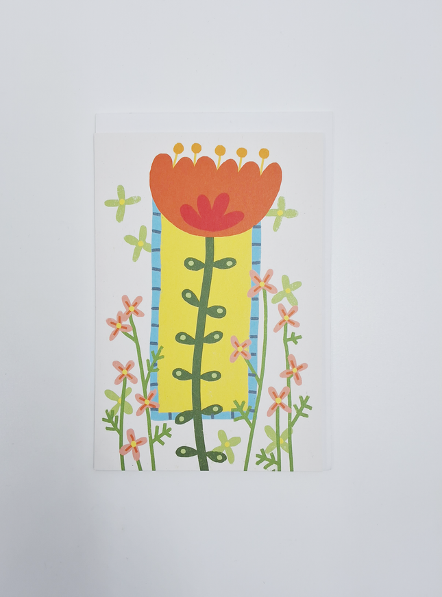 Wenskaart oranje bloem