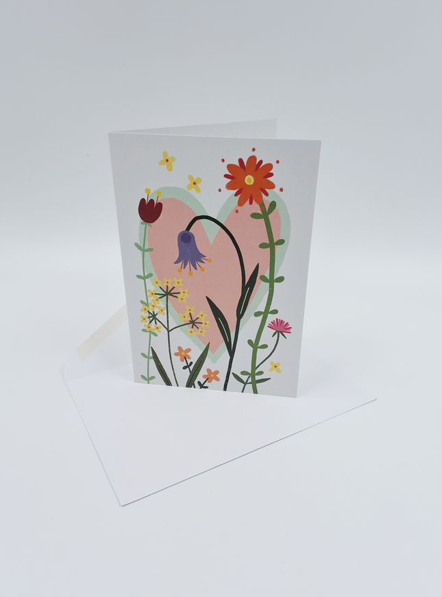 Wenskaart bloem met hart...