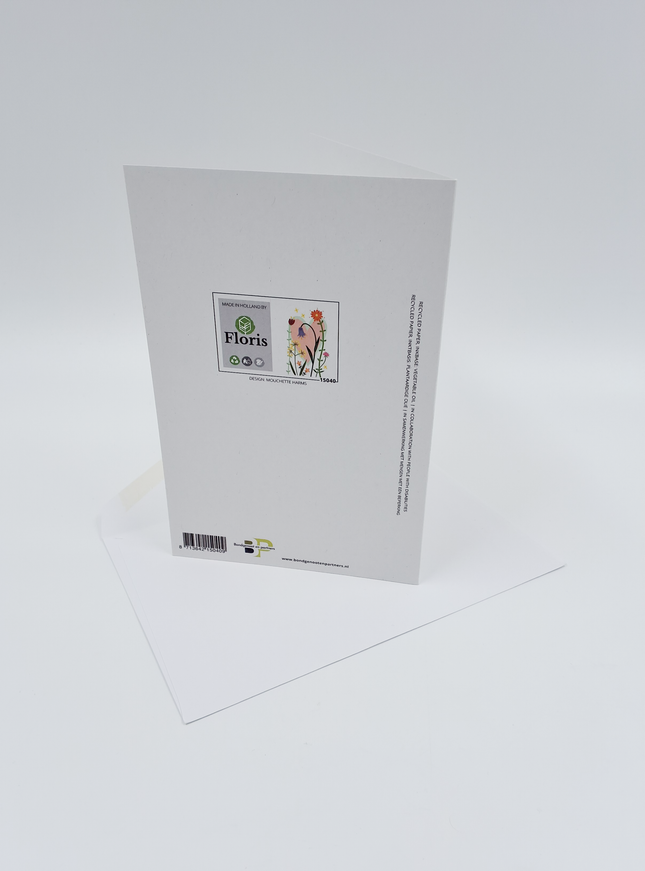 Wenskaart bloem met hart...