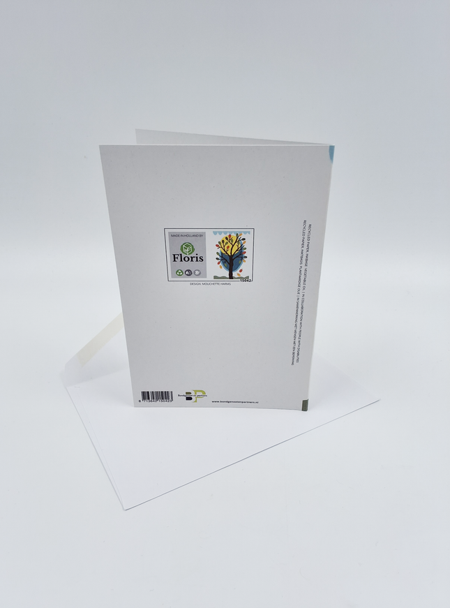 Wenskaart maan, boom, bladeren