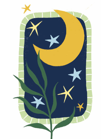 Wenskaart maan en plant...
