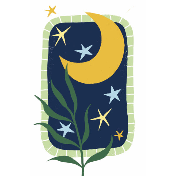 Wenskaart maan en plant...