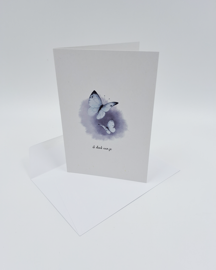 Wenskaart vlinders, ik denk aan je