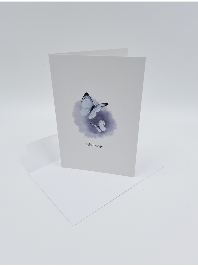 Wenskaart vlinders, ik denk aan je