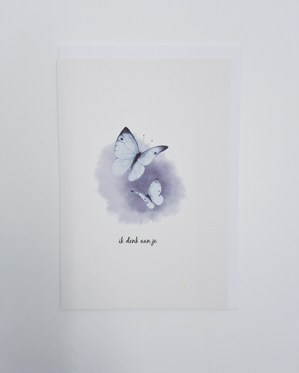 Wenskaart vlinders, ik denk aan je