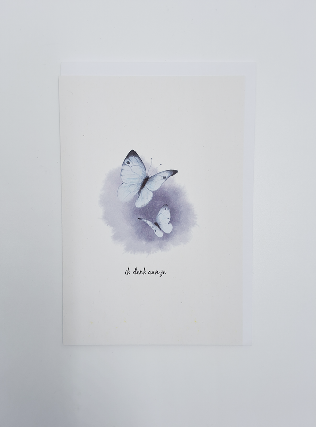 Wenskaart vlinders, ik denk aan je