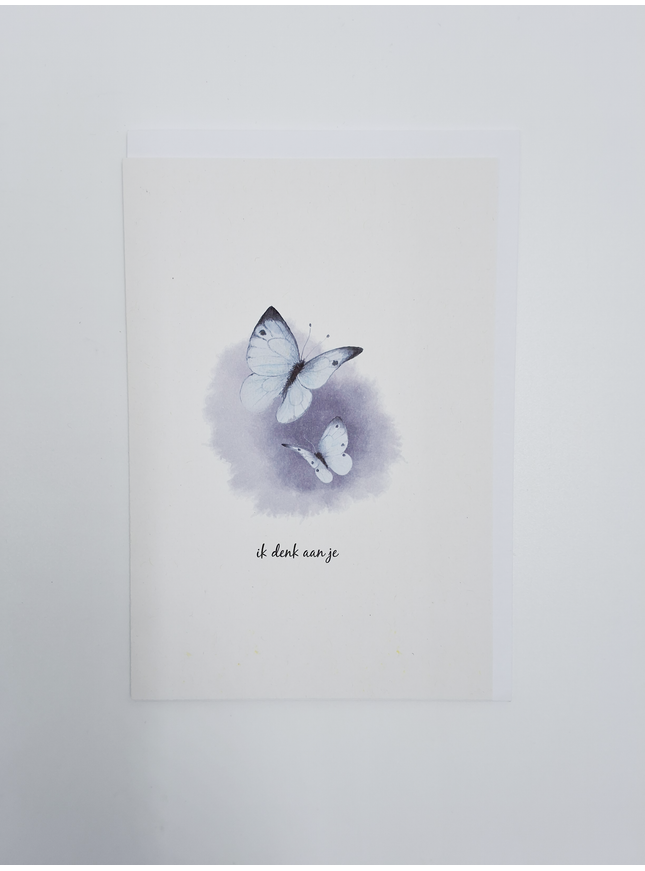 Wenskaart vlinders, ik denk aan je