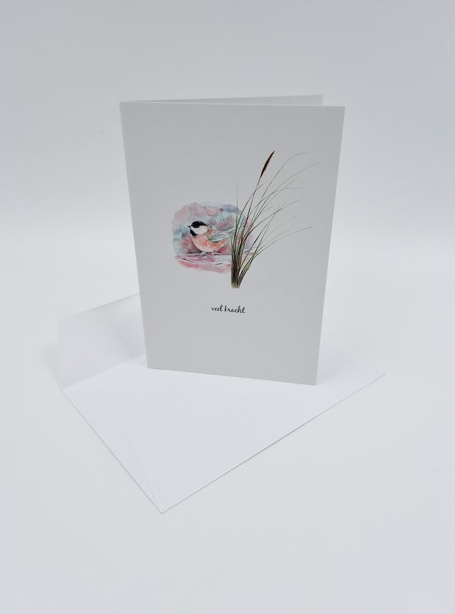 wenskaart vogel, veel kracht