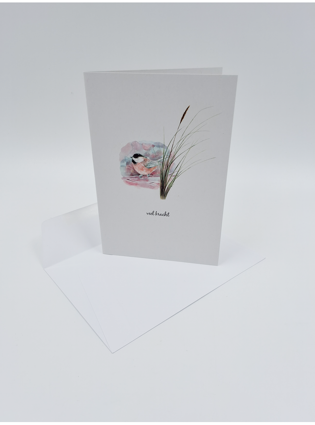 wenskaart vogel, veel kracht
