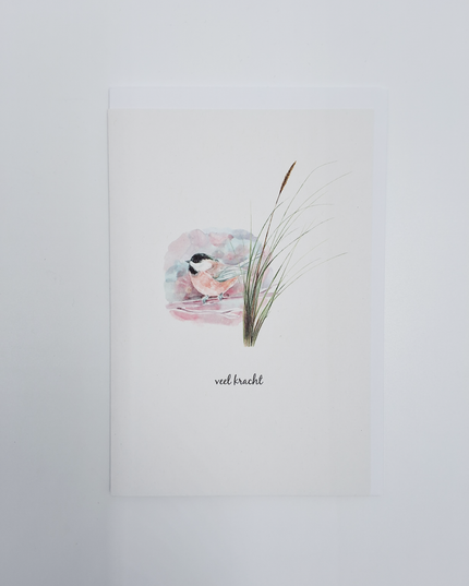 wenskaart vogel, veel kracht