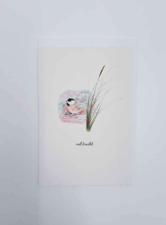 wenskaart vogel, veel kracht